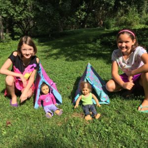 These American girl dolls are ready to go "Glamping" in their new tents that Lola and Ruby made!