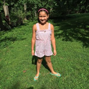 Ruby in her adorable romper she made!