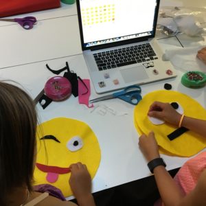 kids can sew and emoji pillow