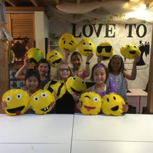 kids sewing party - make an emoji