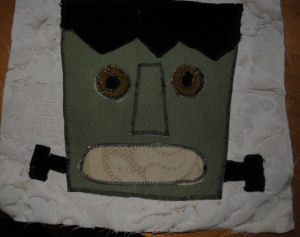 Easy to sew handmade Halloween Frankenstein pillow craft 
