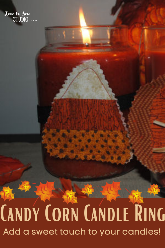 Made from fabric a ring of candy corn for your candles