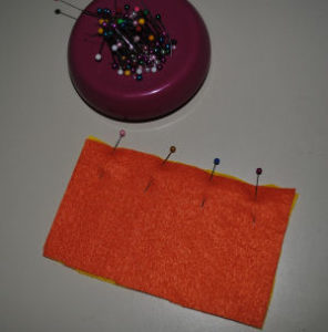 An easy to sew candy corn drawstring Halloween bag that is handmade