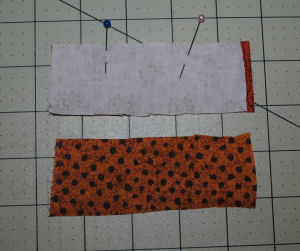 An easy to sew and handmade Halloween candy corn candle ring craft in progress