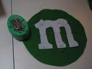 A handmade Halloween craft that is an easy to sew m & m American Girl doll costume