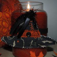 A witch hat candle ring the is a Halloween craft, easy to sew, and handmade