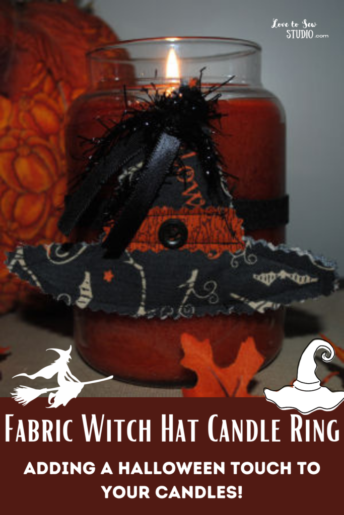 made from fabric a witch hat for your candle