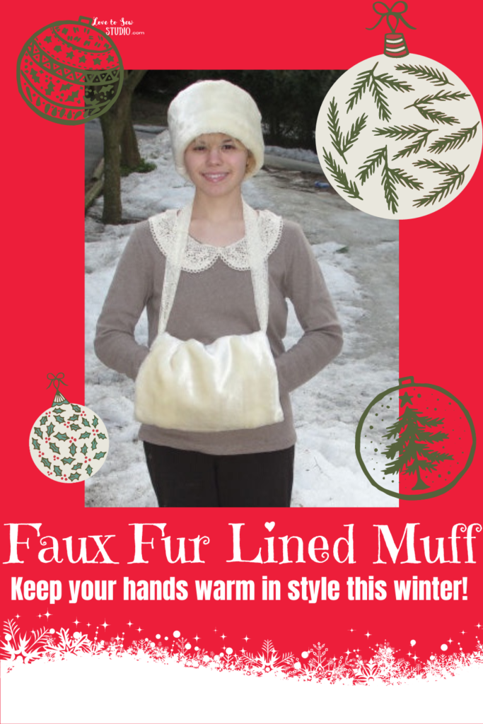 faux used sewn together to make a muff to keep your hands warm.