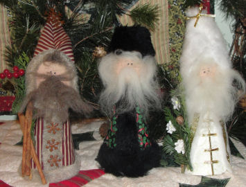 father christmas dolls made from fabric and card stock