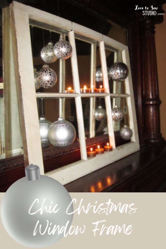 rustic window frame with ornaments in the frame