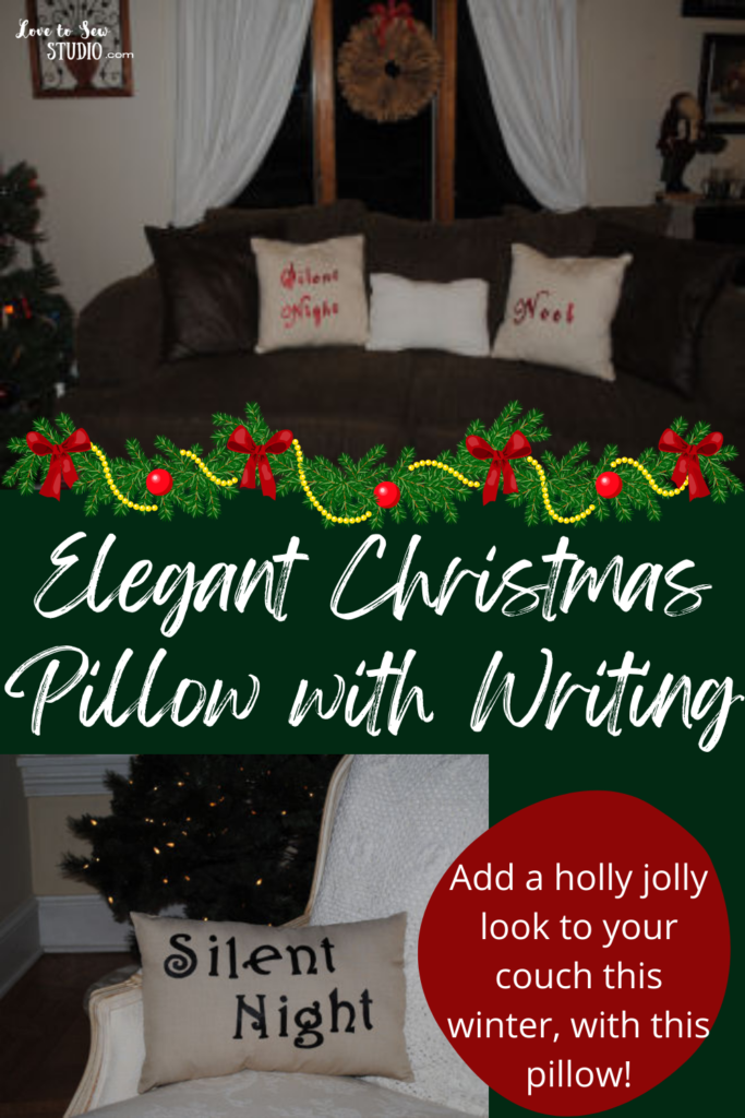 using iron on transfer paper to add christmas writing to pillow