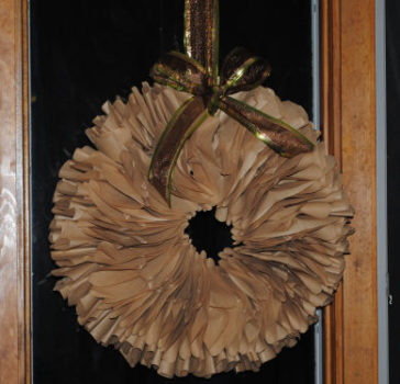 wreath made from coffee filters