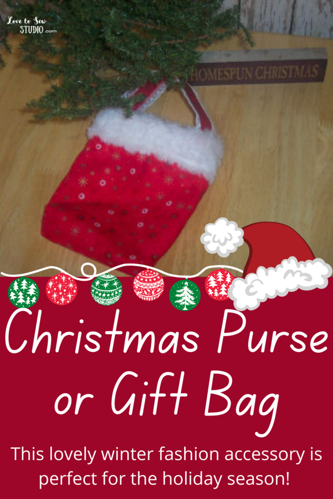 a purse of gift bag that is made to look like a santa coat