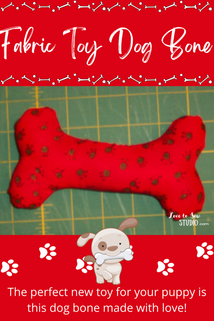 fabric dog bone made from red fabric