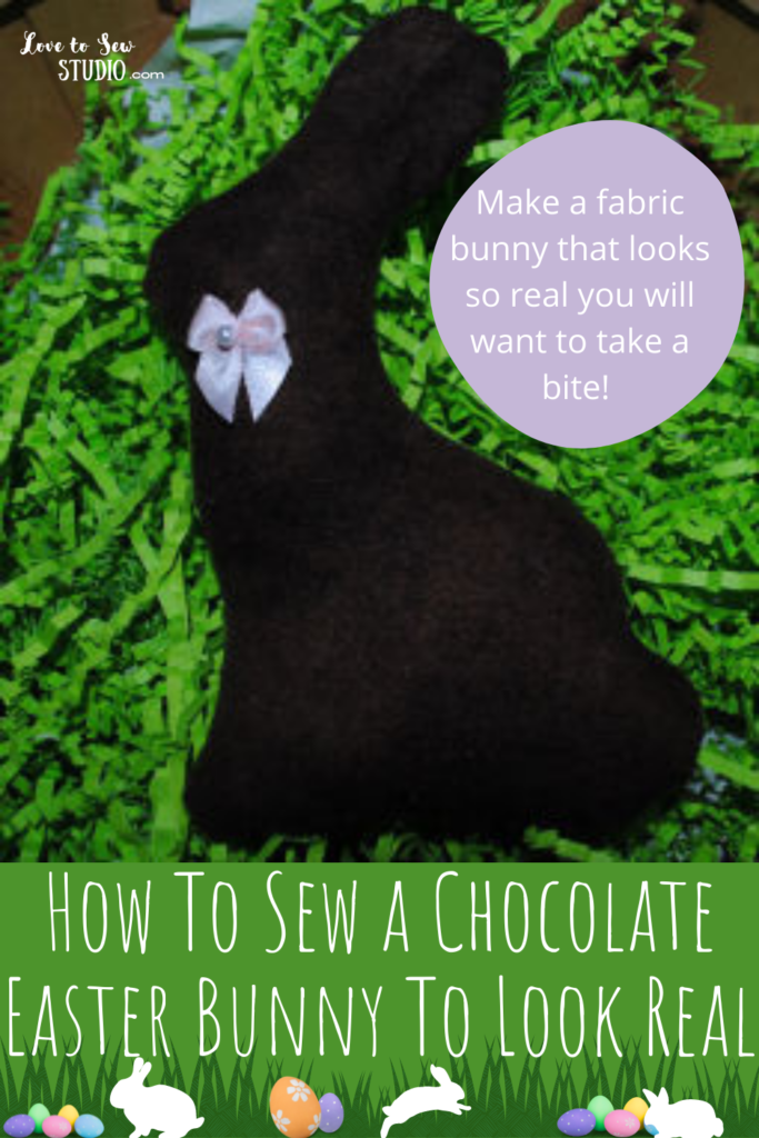 a fabric bunny made to look like a real chocolate easter bunny