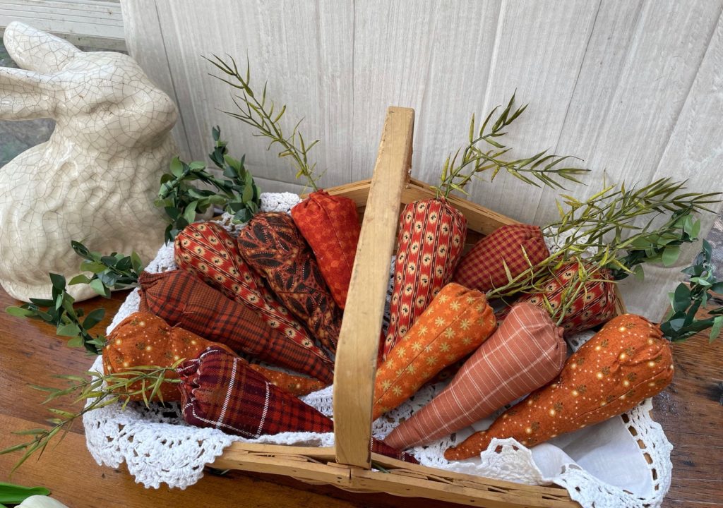 fabric carrots in a basket