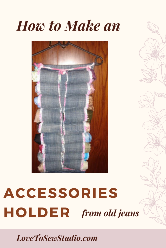 old jeans turned into a holder for accessories