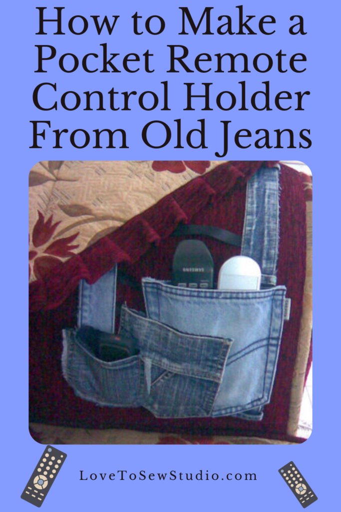 denim jean pockets made into a remote control holder