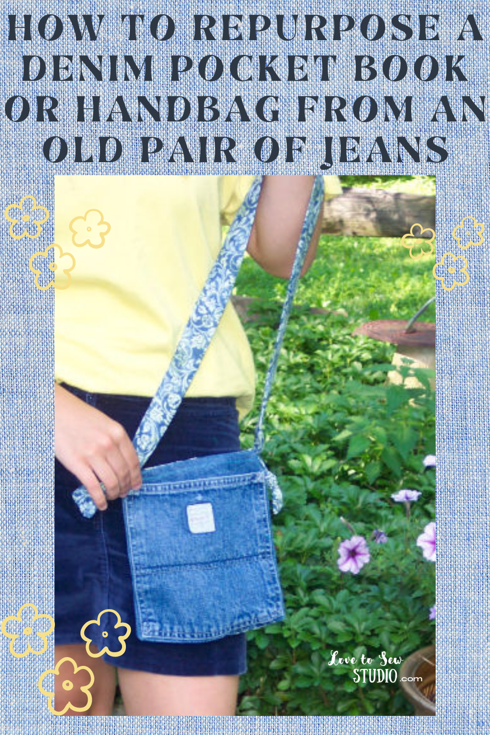 bund forhøjet meteor How to Repurpose a Denim Pocket Book or Handbag from an old pair of jeans -  Love to Sew Studio