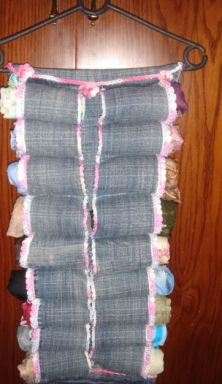 old jeans turned into a holder for accessories