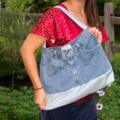 jeans made into a tote bag