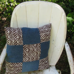 9 patch pillow made from old jeans