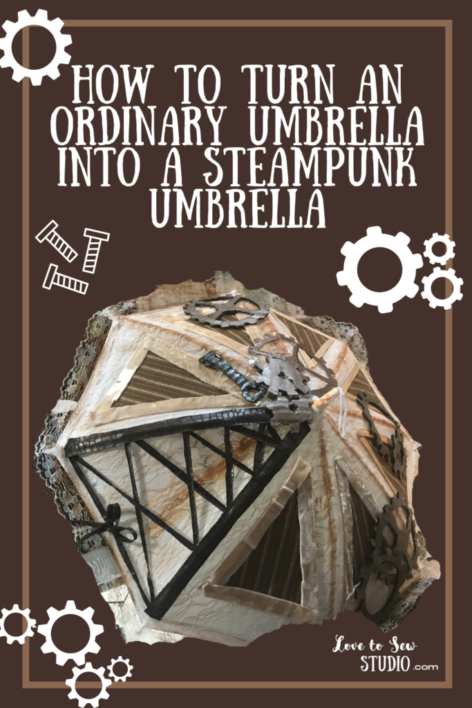 basic umbrella transformed into a steampunk one