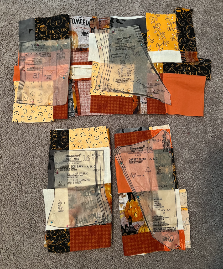 disappearing nine patch made into a halloween corset