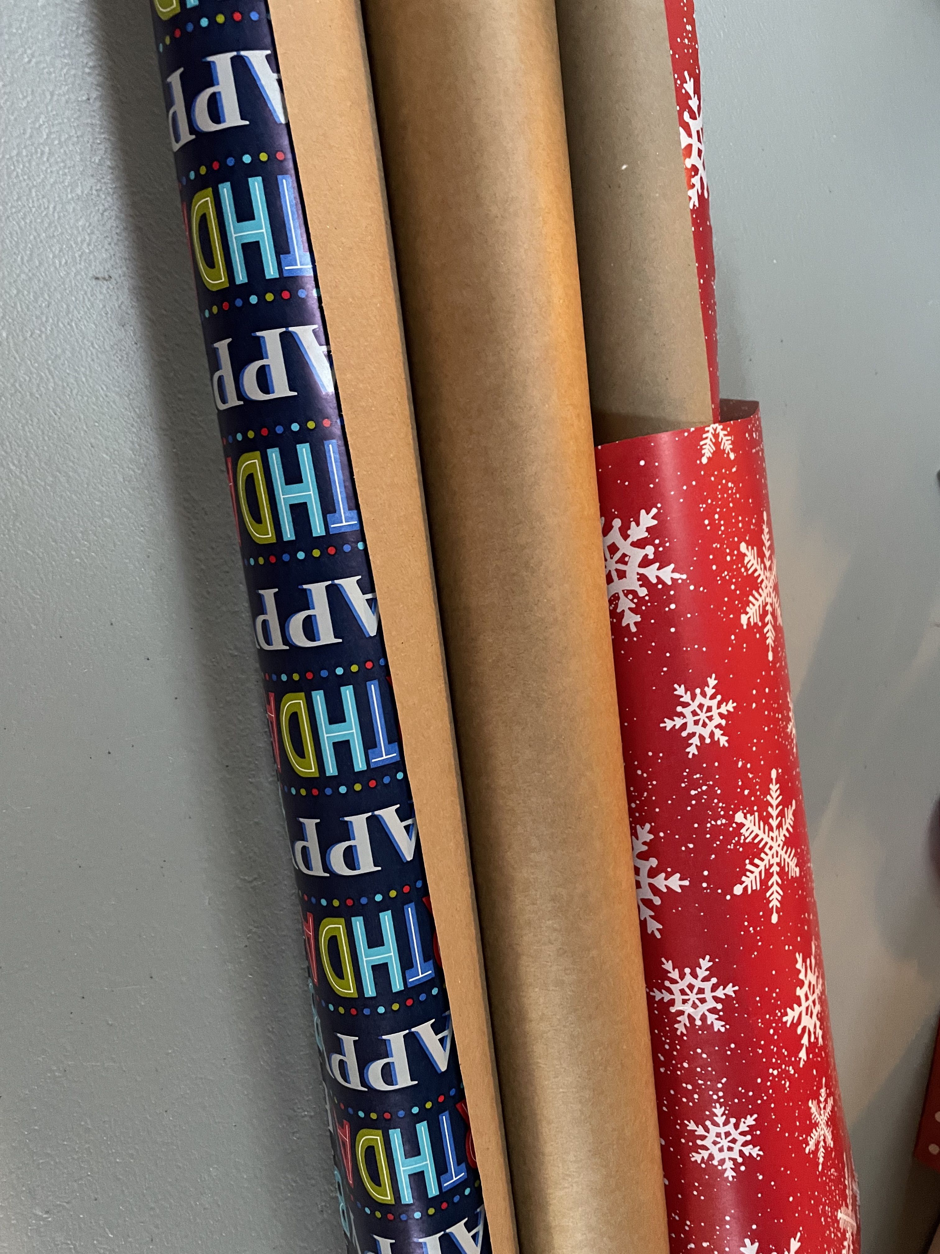 wrapping paper made into a stocking
