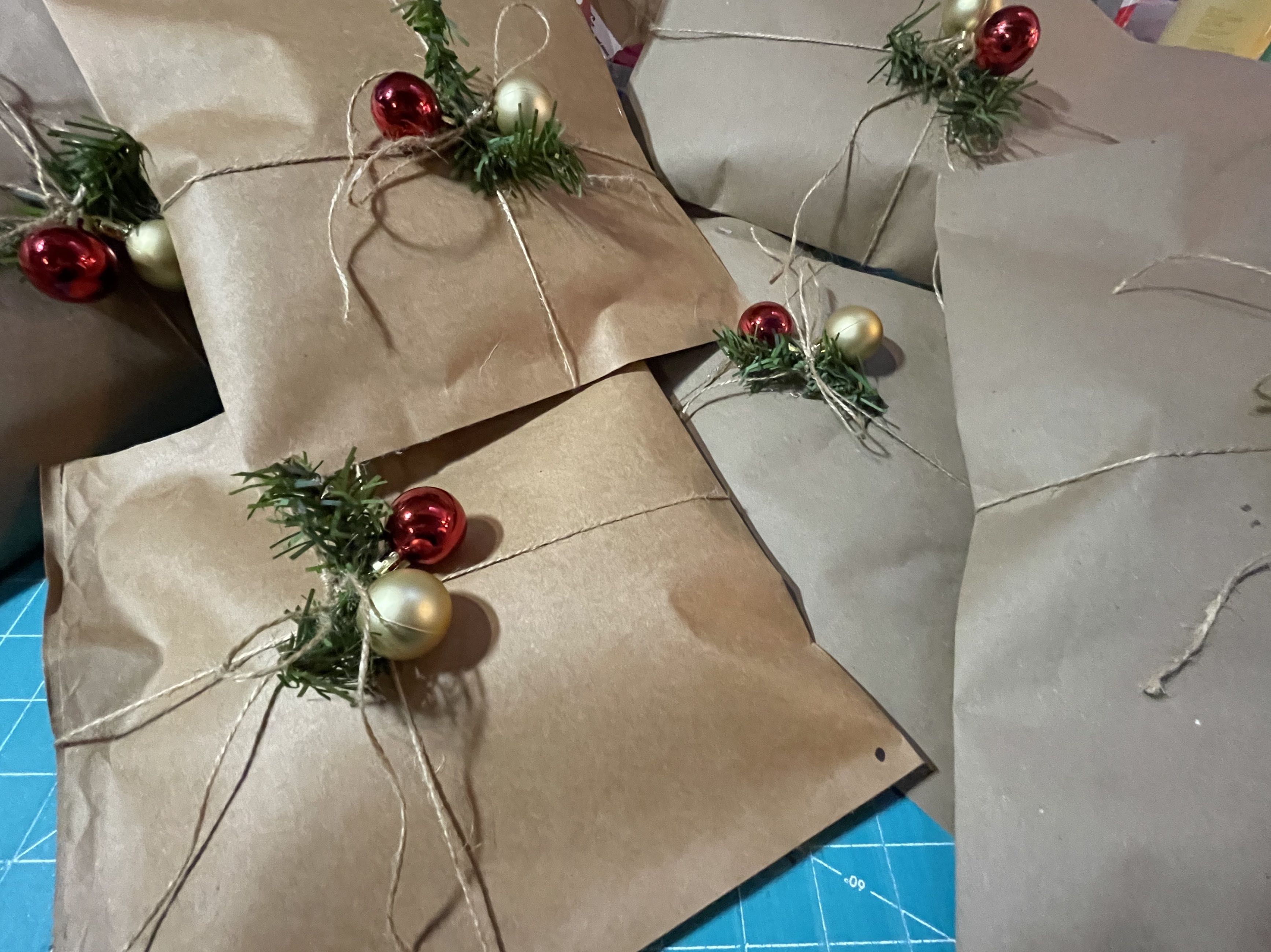 wrapping paper made into a stocking